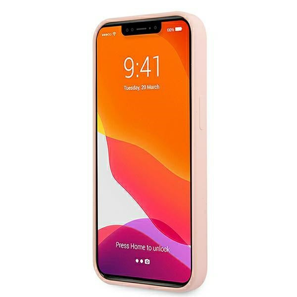 Guess Silicone Script – dėklas iPhone 12 / iPhone 12 Pro (rožinis)
