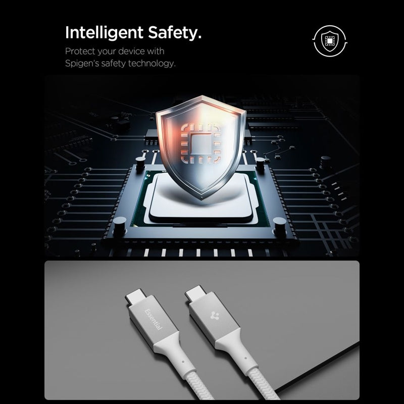 Spigen EB10010CC Essential – USB-C į USB-C PD laidas 100W 1m (baltas)