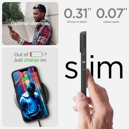 Spigen Liquid Air – dėklas skirtas iPhone 14 (juodos spalvos)