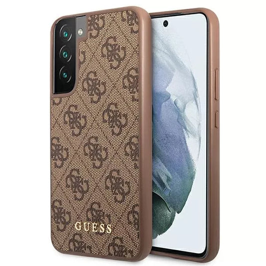 Guess 4G Metal Gold Logo - dėklas Samsung Galaxy S22 (rudas)