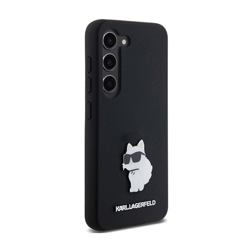 Karl Lagerfeld Silikoninis Choupette Metal Pin - dėklas Samsung Galaxy S24 (juodas)