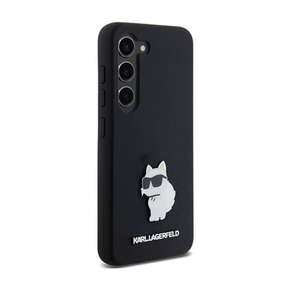 Karl Lagerfeld Silikoninis Choupette Metal Pin - dėklas Samsung Galaxy S24 (juodas)