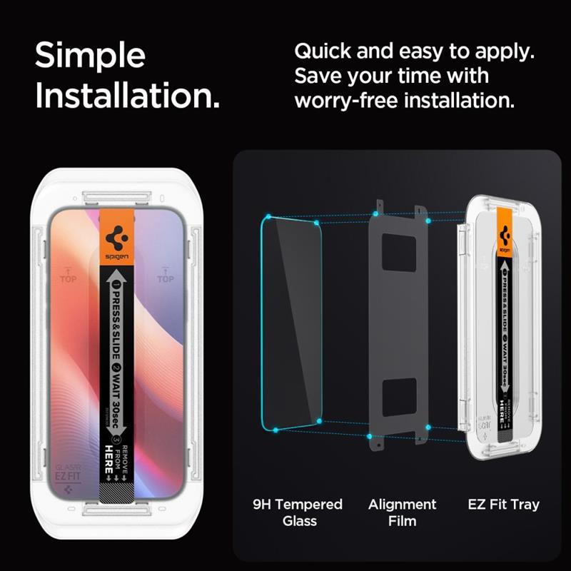 PRIVATUMO APSAUGOS STIKLAS SPIGEN GLAS.TR "EZ FIT" 2-PACK IPHONE 16 PRO MAX