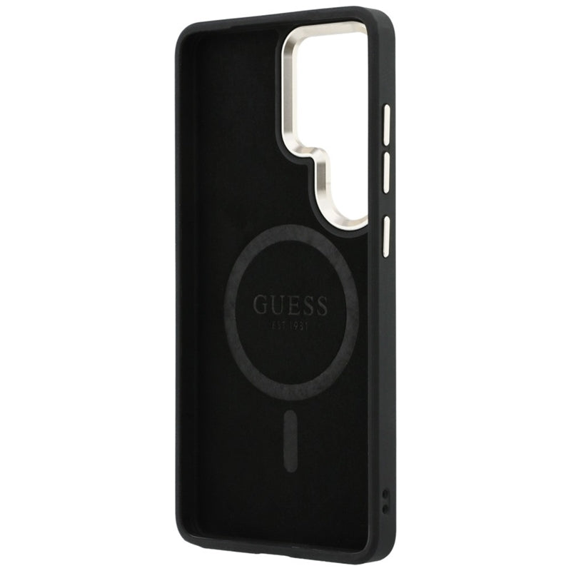Guess 4G Reljefinis Žiedas MagSafe - Dėklas Samsung Galaxy S26 Ultra (Juodas)