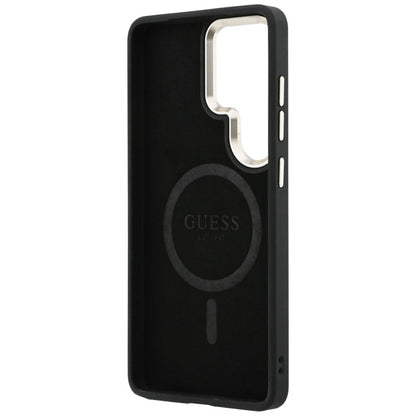 Guess 4G Reljefinis Žiedas MagSafe - Dėklas Samsung Galaxy S26 Ultra (Juodas)