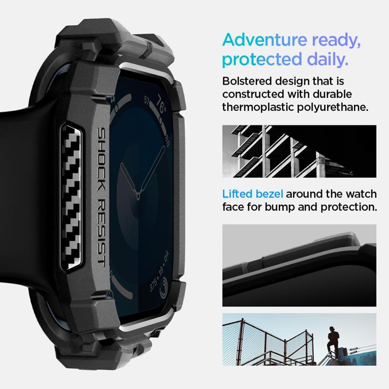 Spigen Rugged Armor - dėklas Apple Watch 10 46 mm (matinė juoda)