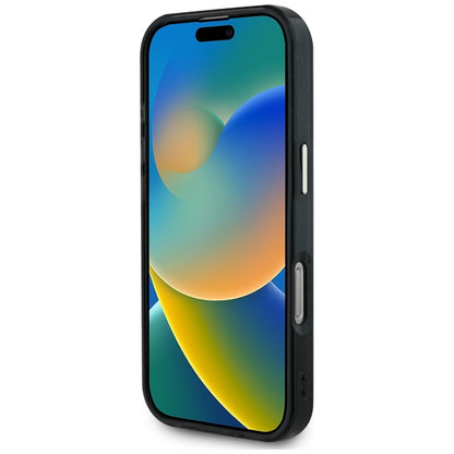 Guess IML Metal Glitter 4G apskritimas trikampis MagSafe – dėklas skirtas iPhone 16 Pro (juodas)