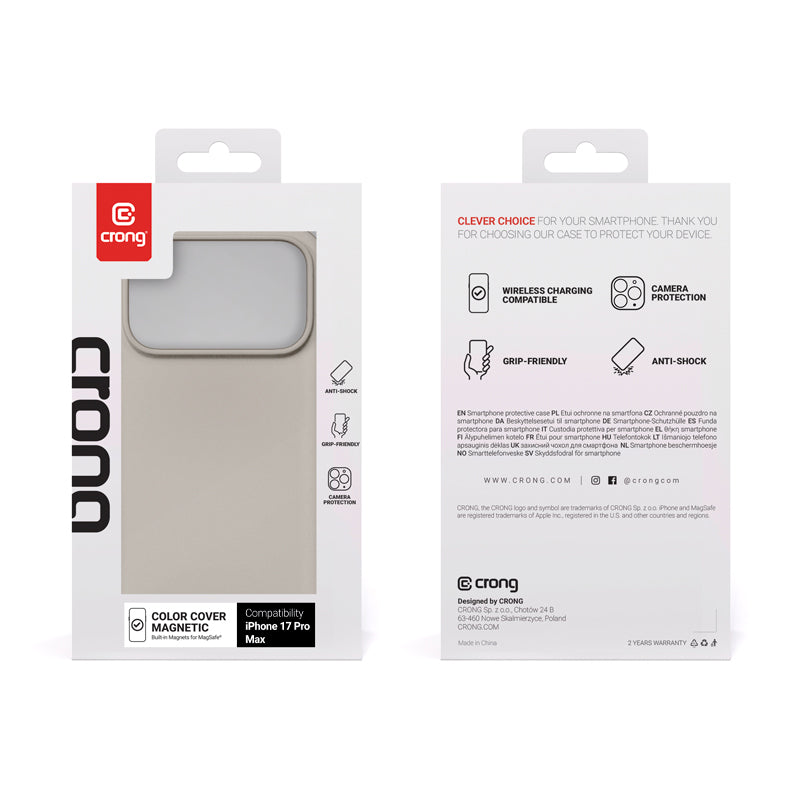 Crong Color Cover Magnetic - MagSafe iPhone 17 Pro Max dėklas (Stone Beige)