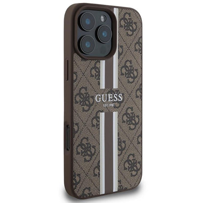 Guess 4G Printed Stripes MagSafe – iPhone 16 Pro Max dėklas (ruda)