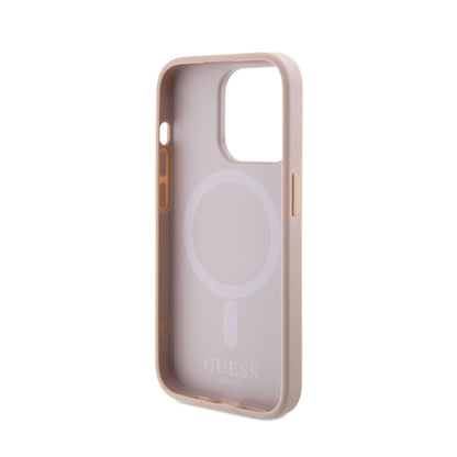 Guess Saffiano MagSafe – dėklas, skirtas „iPhone 15 Pro“ (rožinis)