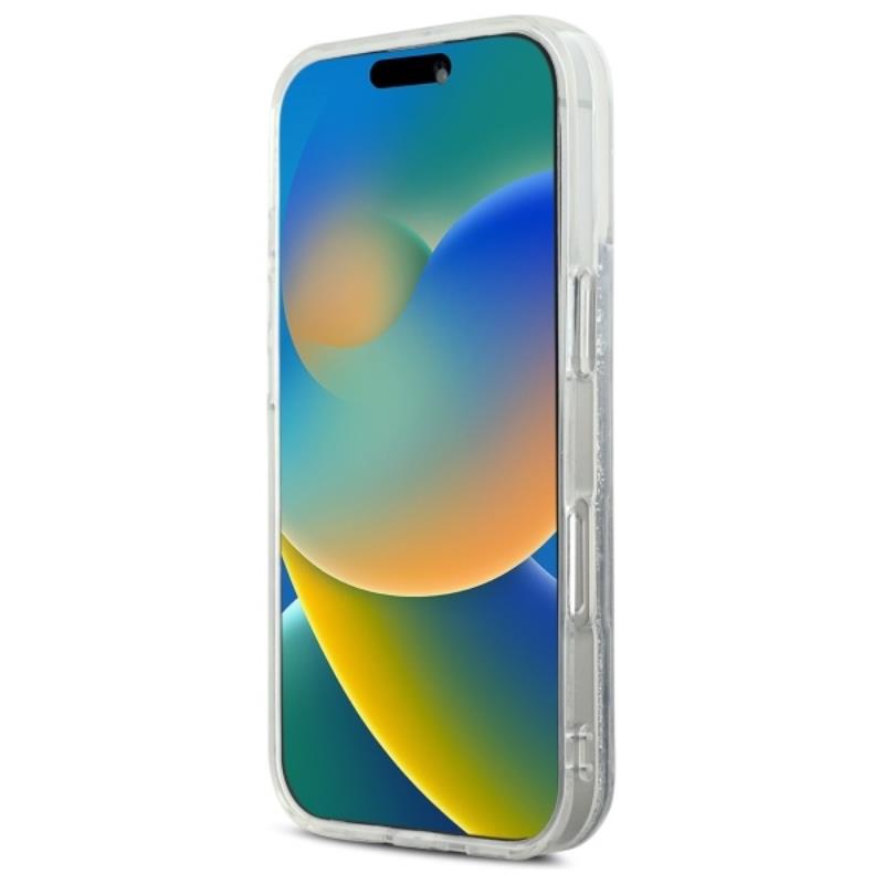 Karl Lagerfeld Liquid Glitter Karl & Choupette Head MagSafe - Dėklas skirtas iPhone 16 Pro (permatomas)