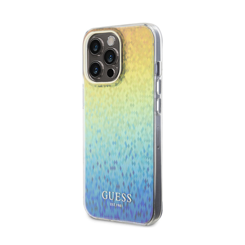 Guess IML briaunotas veidrodinis disko efekto dėklas – skirtas iPhone 15 Pro Max (perlamutrinis)