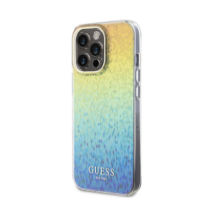 Guess IML briaunotas veidrodinis disko efekto dėklas – skirtas iPhone 15 Pro Max (perlamutrinis)
