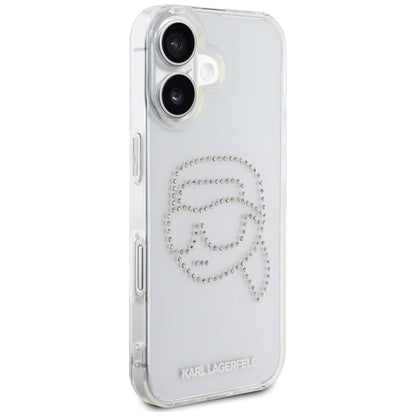 Karl Lagerfeld IML Kalnų krištolo Karlo Galva - Dėklas iPhone 16 (skaidrus)