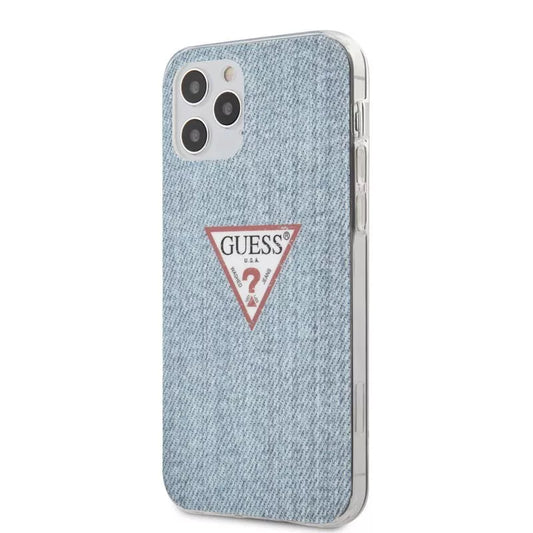 Guess Denim Triangle Lt - Dėklas, skirtas iPhone 12 / iPhone 12 Pro (mėlynas)