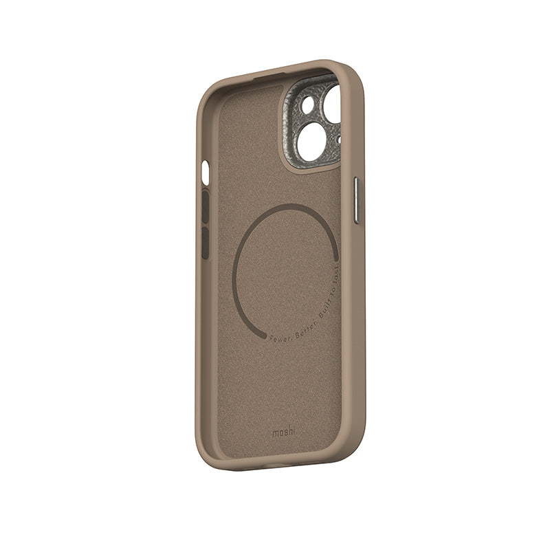 Moshi Napa MagSafe - odinis dėklas, skirtas „iPhone 15“ („Woodsmoke Brown“)