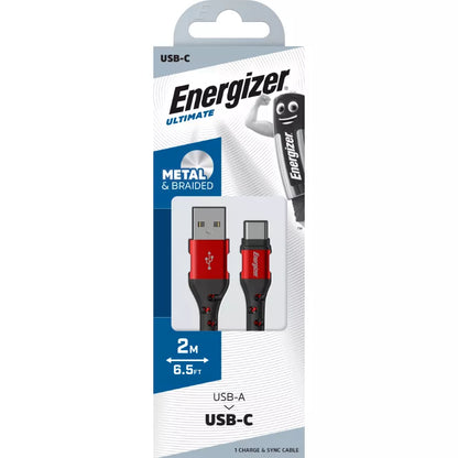 Energizer Ultimate - USB-A į USB-C jungiamasis kabelis 2 m (raudonas)