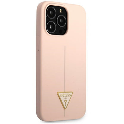 Guess Silicone Triangle Logo – dėklas iPhone 13 Pro Max (rožinis)