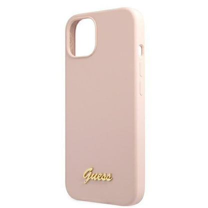Guess Silicone Script – dėklas iPhone 12 / iPhone 12 Pro (rožinis)