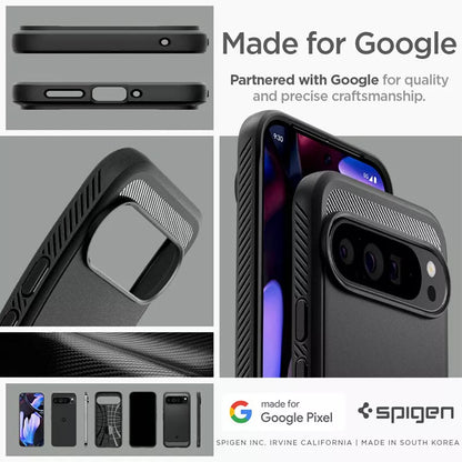 Spigen Rugged Armor – dėklas Google Pixel 9 Pro XL (matinė juoda)