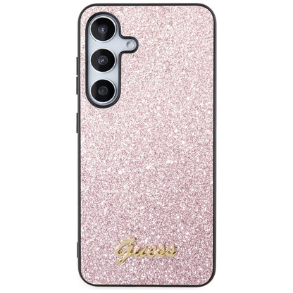 Guess Glitter Flakes Metal Logo dėklas – dėklas skirtas Samsung Galaxy S24 (rožinės spalvos)