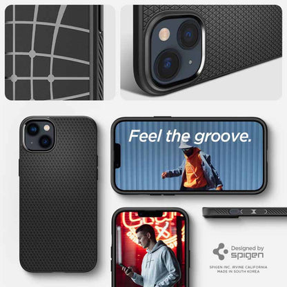 Spigen Liquid Air – dėklas skirtas iPhone 14 (juodos spalvos)