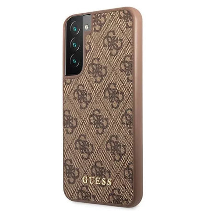 Guess 4G Metal Gold Logo - dėklas Samsung Galaxy S22 (rudas)