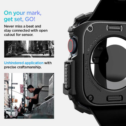 Spigen Rugged Armor - dėklas Apple Watch 10 46 mm (matinė juoda)