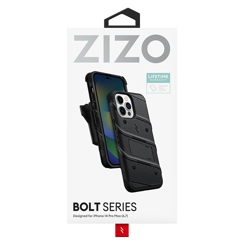 ZIZO BOLT serija – dėklas, skirtas „iPhone 14 Pro Max“ (juodas)