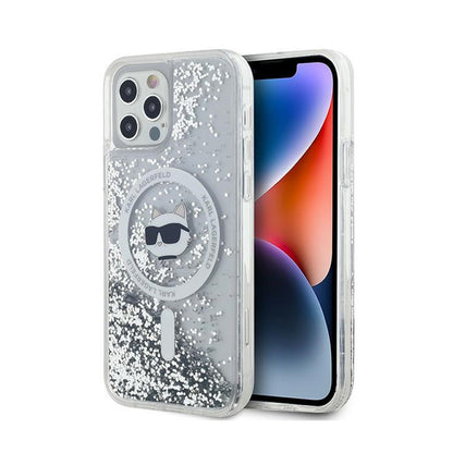 Karl Lagerfeld Liquid Glitter Choupette Head MagSafe - iPhone 12 / iPhone 12 Pro dėklas (skaidrus)