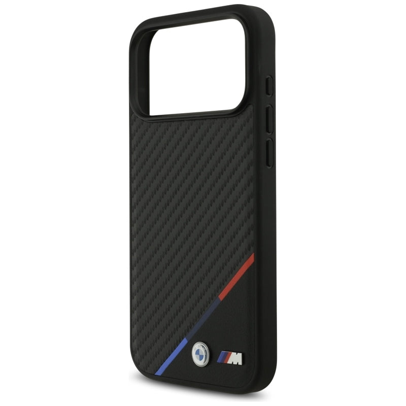 BMW M Carbon Tricolor Line MagSafe - dėklas iPhone 17 Pro Max (juodas)