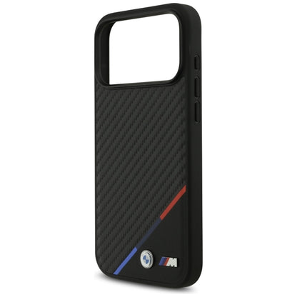 BMW M Carbon Tricolor Line MagSafe - dėklas iPhone 17 Pro Max (juodas)