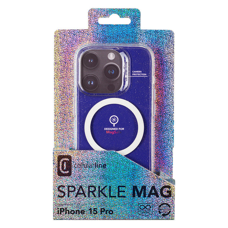 Cellularline Sparkle Mag - iPhone 15 Pro MagSafe dėklas (skaidrus)