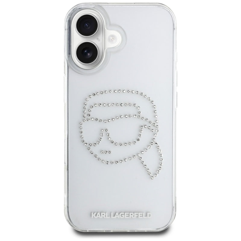 Karl Lagerfeld IML Kalnų krištolo Karlo Galva - Dėklas iPhone 16 (skaidrus)