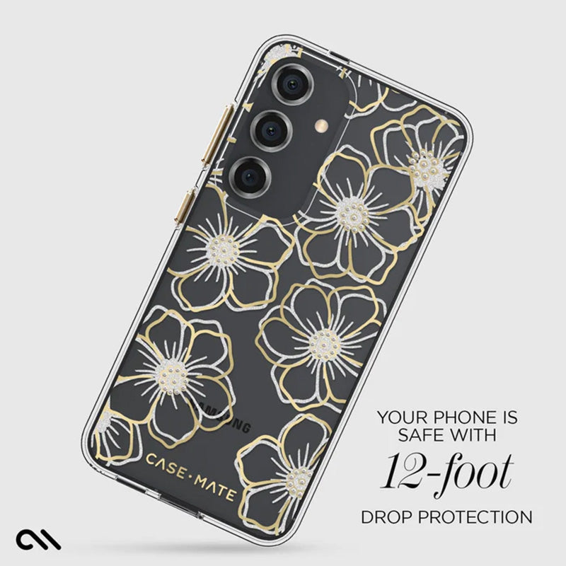Case-Mate Floral Gems – Dėklas skirtas Samsung Galaxy S24 (Auksinis)