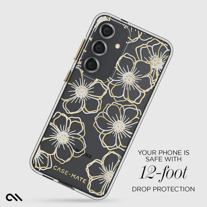 Case-Mate Floral Gems – Dėklas skirtas Samsung Galaxy S24 (Auksinis)