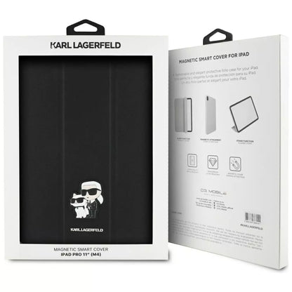 Karl Lagerfeld Book Cover Saffiano Magnetic Karl & Choupette - Dėklas iPad Pro 11" M4 (2024) (juodas)