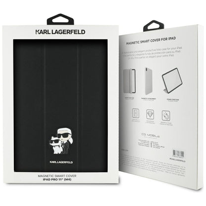 Karl Lagerfeld Book Cover Saffiano Magnetic Karl & Choupette - Dėklas iPad Pro 11" M4 (2024) (juodas)