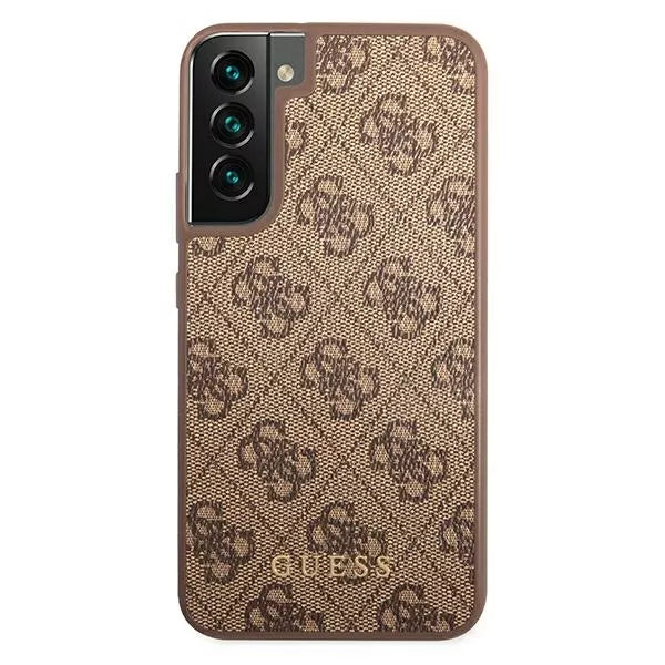 Guess 4G Metal Gold Logo - dėklas Samsung Galaxy S22 (rudas)