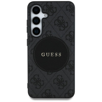 Guess 4G Round Patch Classic Logo MagSafe - Dėklas, skirtas Samsung Galaxy S25 (juodas)