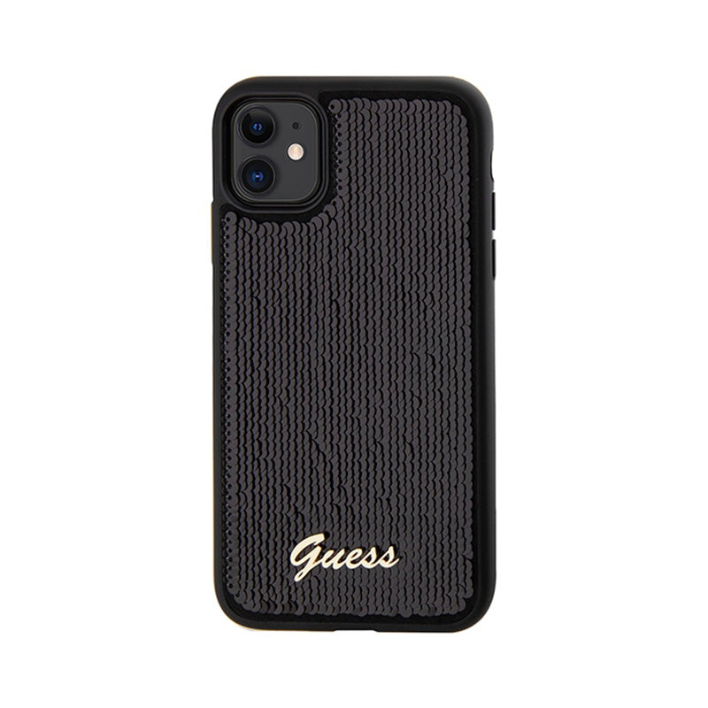 Guess Sequin Script Metal – dėklas, skirtas iPhone 11 (juodas)