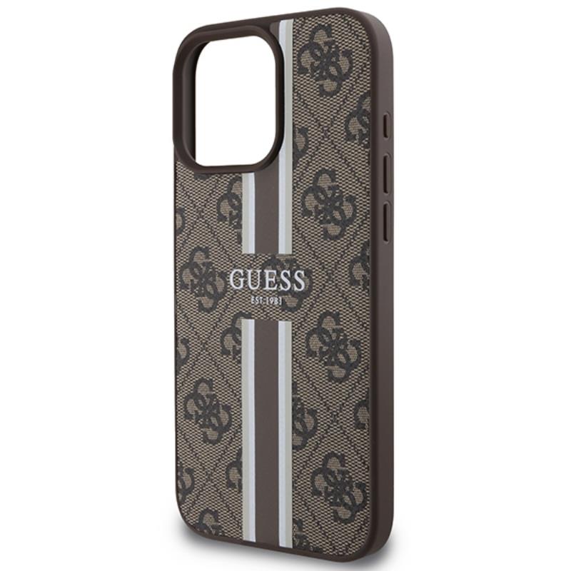 Guess 4G Printed Stripes MagSafe – iPhone 16 Pro Max dėklas (ruda)
