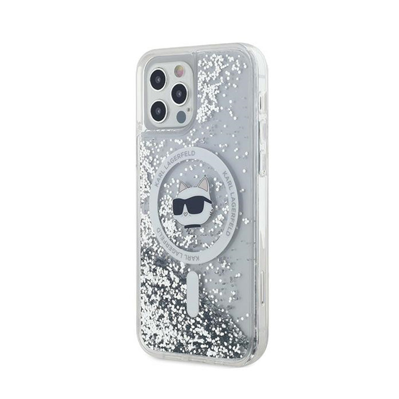Karl Lagerfeld Liquid Glitter Choupette Head MagSafe - iPhone 12 / iPhone 12 Pro dėklas (skaidrus)