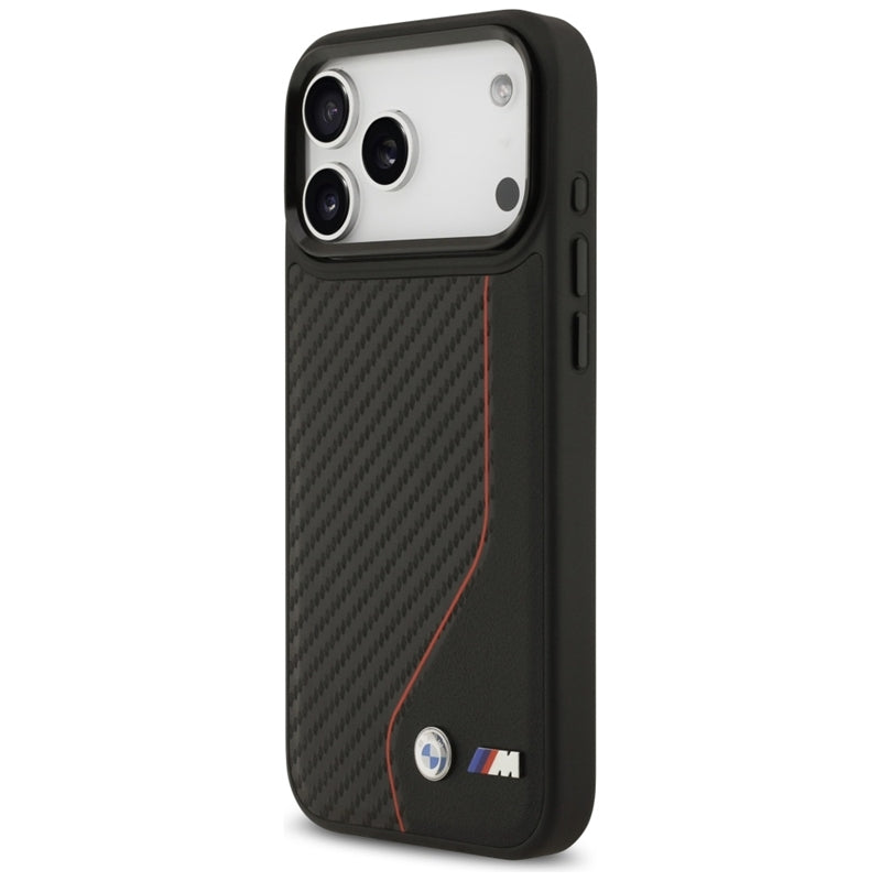BMW M Carbon Line & Logo MagSafe - dėklas iPhone 17 Pro Max (raudonas)