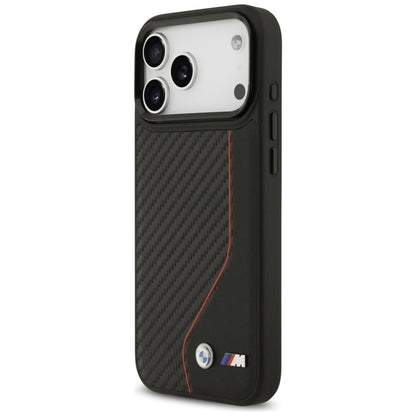 BMW M Carbon Line & Logo MagSafe - dėklas iPhone 17 Pro Max (raudonas)