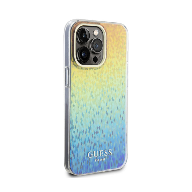 Guess IML briaunotas veidrodinis disko efekto dėklas – skirtas iPhone 15 Pro Max (perlamutrinis)