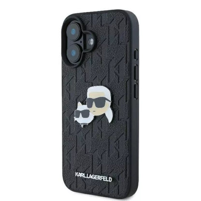 Karl Lagerfeld monograminis Karl & Choupette galvutės segtukas – dėklas, skirtas „iPhone 16 Plus“ (juodas)