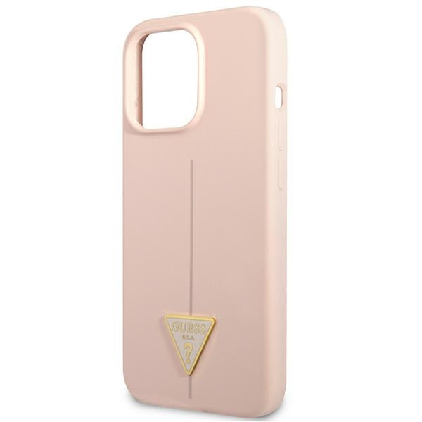 Guess Silicone Triangle Logo – dėklas iPhone 13 Pro Max (rožinis)