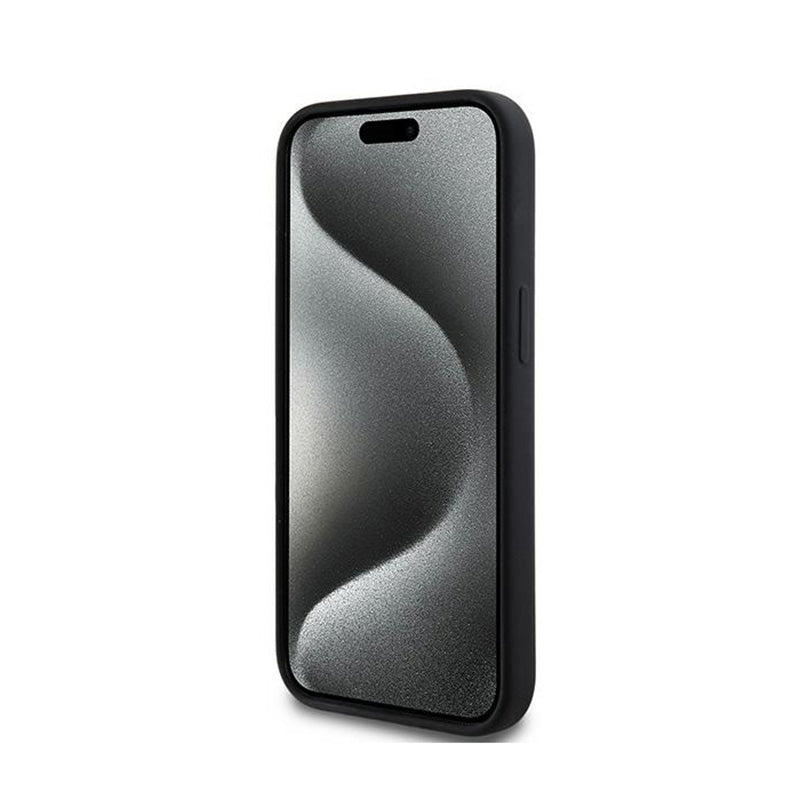 DKNY Liquid Silicone baltas atspausdintas logotipas MagSafe - dėklas skirtas iPhone 14 / 15 / 13 (juodas)