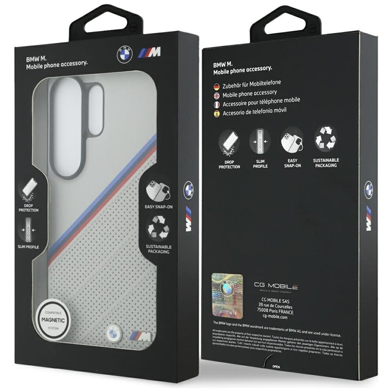BMW Trijų spalvų metalo logotipas MagSafe dėklas Samsung Galaxy S26 Ultra (Pilka)